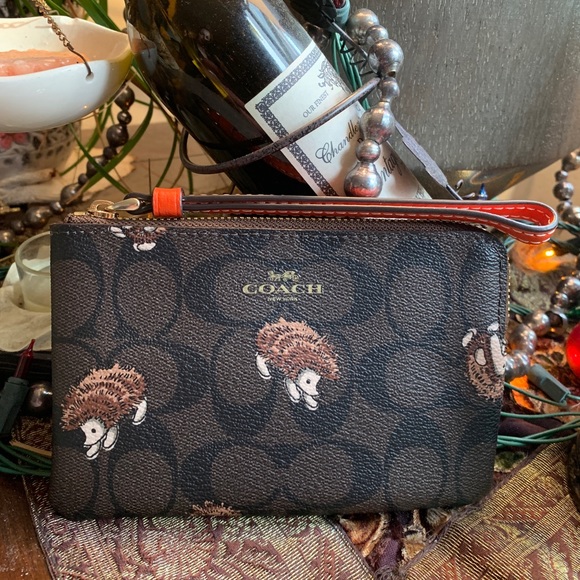 Coach Bags Authentic Coach Signature Coated Leather Hedgehog Print